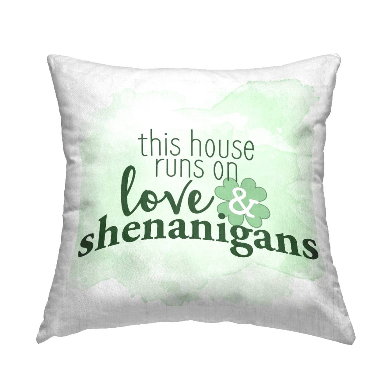 Stupell Industries This House Love & Shenanigans Shamrock, This House Love & Shenanigans Shamrock Decorative Printed Throw Pillow